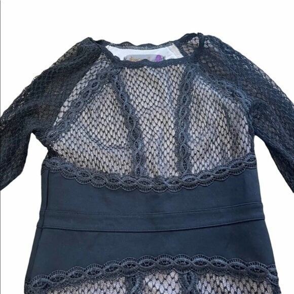 Free People Whimsy Goth Black Lace Overlay dress, Wednesday Adams, Parties,  XS - Picture 8 of 12